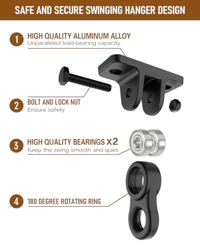 Heavy Duty Porch Swing Hangers Kit - 2 Pack Black Swing Hardware Hooks