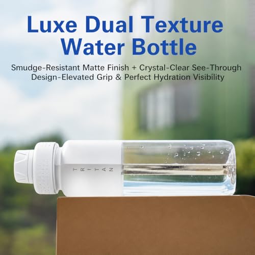 Oldley 32oz White Matte Water Bottle with Handle, Leakproof Tritan Sports Bottle