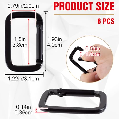 6 Pcs Key Chain Rings, Carabiner for Keys, Mini Carabiner Clip, Carabiner Keychain for Camping, Hiking Fishing Dog Tag, Purse (1.93''¡¿1.22'')