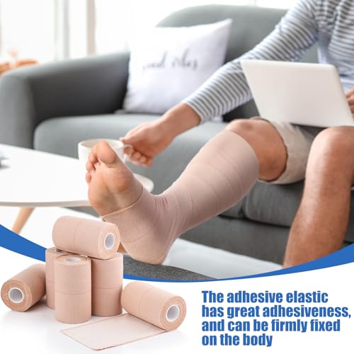 12 Rolls 4-Inch Elastic Self-Adhesive Bandage Wrap for Sports Pets & First Aid - Breathable, Reusable, Rebound Flexible