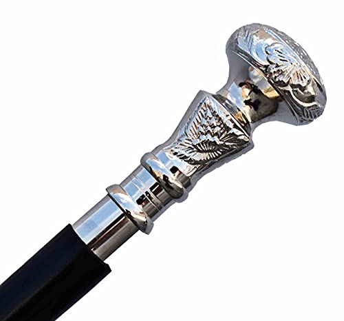 Vintage Wooden Walking Cane with Brass Handle - Adjustable Victorian Style Stick for Men & Women