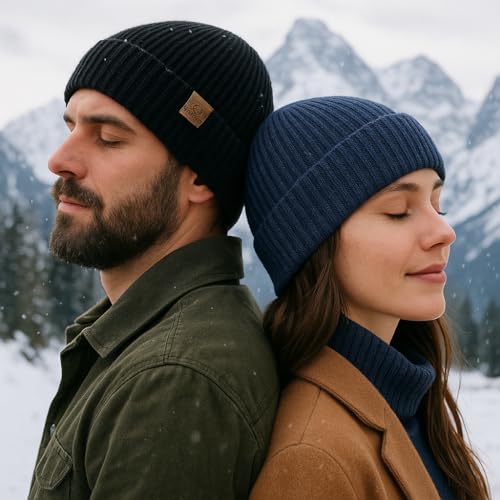 Oversize XXL Winter Beanie Knit Hat for Men - Daily Knit Ribbed Cap - Warm Toboggan Skull Caps for Cold Weather