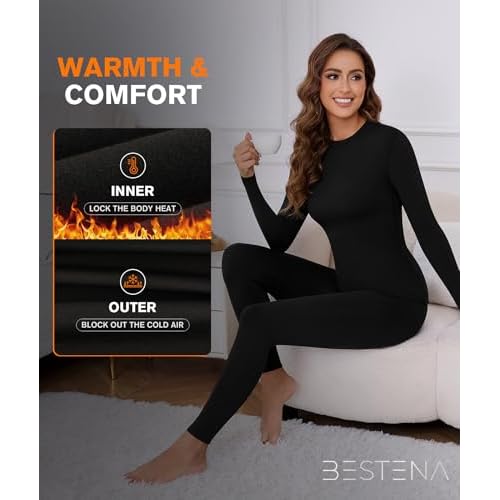 BESTENA Thermal Underwear for Women Base Layer Cold Weather Thermal Set Long Johns Women Thermal Set