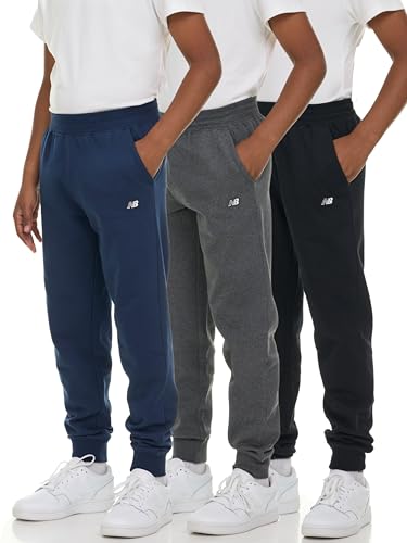 Boys Sweatpants 3-Pack Athletic Fleece Joggers Size 10-12 Charcoal Navy Black