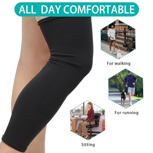 Large Knee Brace Undersleeve for Sensitive Skin and Post-Surgery Recovery - Black