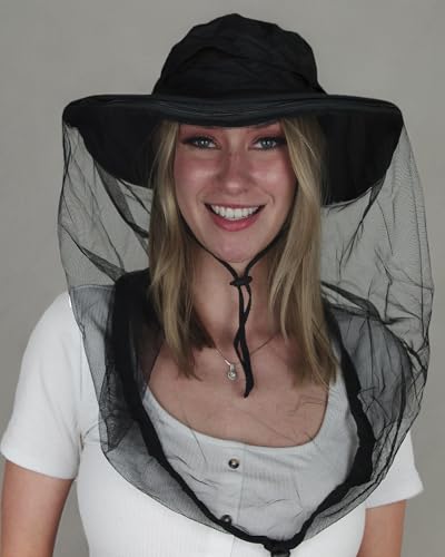 AGGAFA Mosquito Head Net Hat, Providing a Physical Barrier to Help Keep Mosquitoes and Bugs Away from Your Face When Gardening, Farming, Fishing and Camping (Black Color)