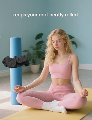 Dark Gray Yoga Mat Scrunchie & Strap Carrier for Pilates & Exercise