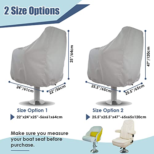 22 x 24 x 25 Inch Waterproof Boat Seat Cover - Silver Weatherproof Pedestal Seat Protector