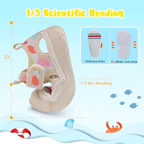 Kids Water Shoes Toddler Aqua Socks - Heart Pattern, Lightweight & Breathable, Beach & Pool Footwear