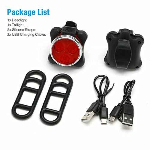 USB Rechargeable Bicycle LED Headlight and LED Tail Light Sets (2 Light Set)