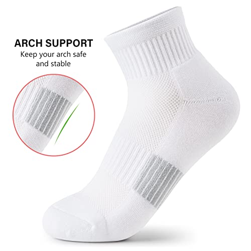 Gonii Ankle Socks Women Athletic Cushioned Running Hiking 6-8 White - 5 Pairs