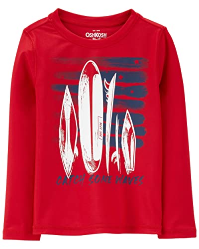 Boys Rashguard UPF 50+ Sun Protection - Surfboard Red 5T