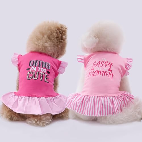 Pet Dog Dress Girl Puppy Shirt Small Pink Angel 4.5-9lb Variation