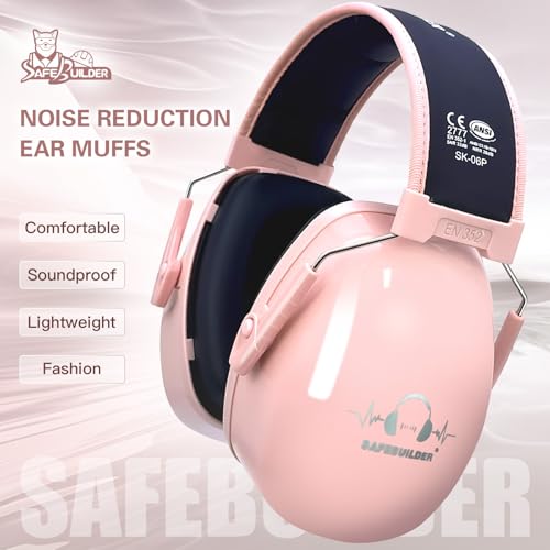 Pink Ear Protection Ear Muffs Noise Reduction NRR 28dB Adjustable Hearing Safety - Girl Variation 01
