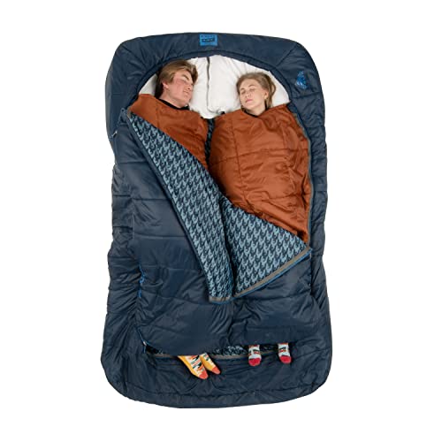 Kelty Tru.Comfort Doublewide 2P 20 Degree Sleeping Bag, Two Person, Synthetic Fill, Couples & Family Camping, Overlanding – Removable Blanket, Wider Than Queen Sized Bed, Updated 2023 (Pageant Blue)