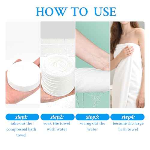 Compressed Towel Tablets, 3 Pack Disposable Bath Towels 55.1 in x 27.5 in Large Bath Travel Towel Reusable for Hotel Camping Sports Hiking Beach Swimming Vacation