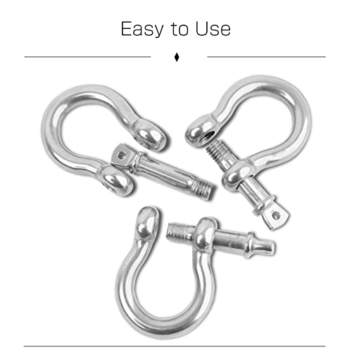 Heavy Duty Stainless Steel Chain Shackle 8pcs M5 (350lbs) Marine Load Pin & Bow Shackles