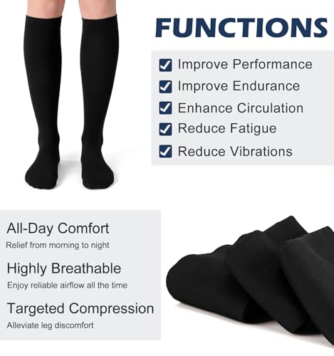 (3 Pairs) Compression Socks 20-30 mmHg Knee High Support Stockings for Women Men - Black Pink Blue Small-Medium Variation of THIS listing
