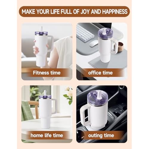 2 Pack Detachable ProTour Lid with Stanley, for Stanley Lids 40 oz Leakproof, 40oz Flip Straw Lid for Stanley, for Stanley No Spill 40 oz Tumbler Lids, Cup Accessories for Stanley (Clear and white)