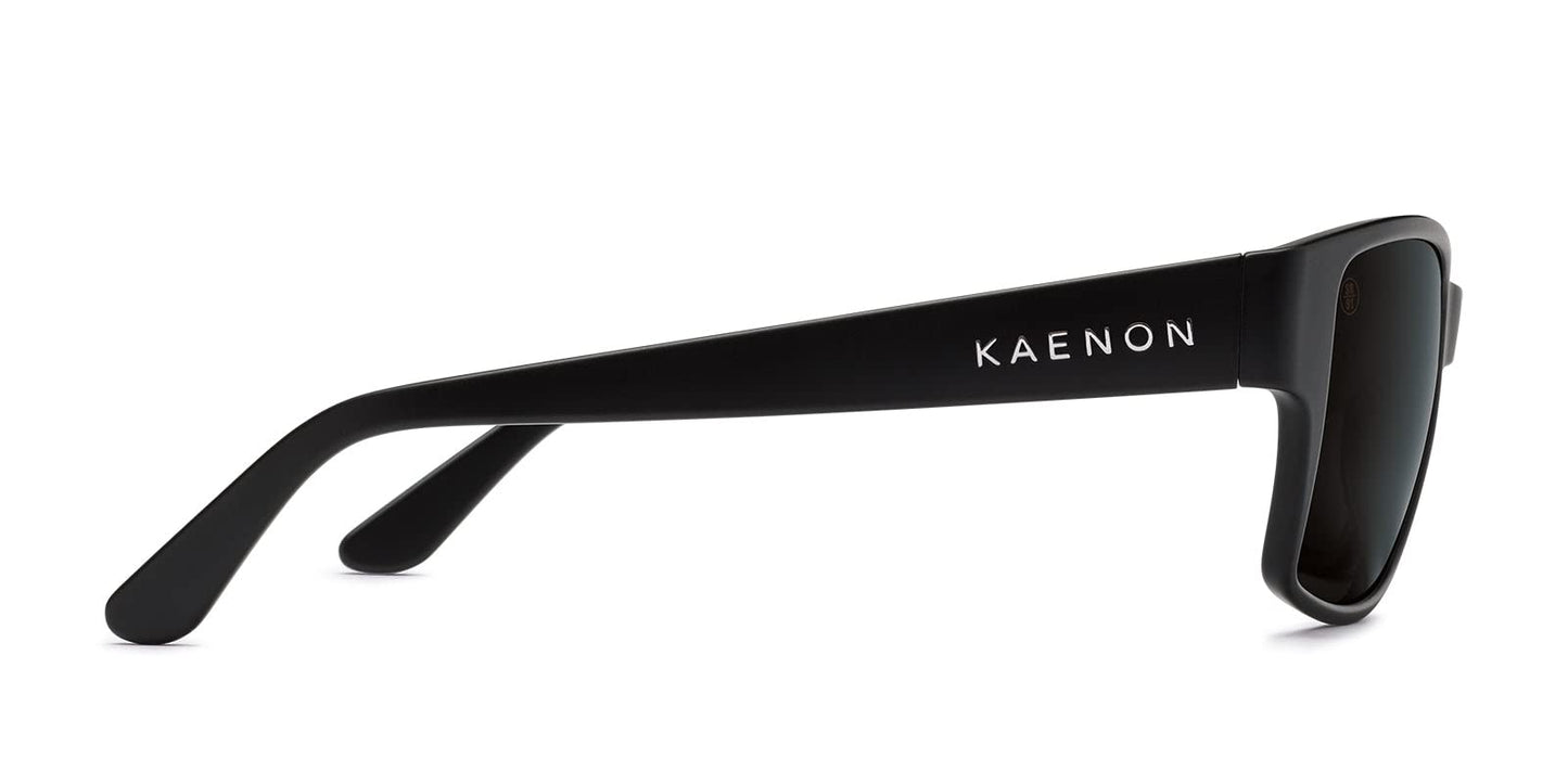 Kaenon Mens El Cap Square Polarized Sunglasses - Matte Black Frame | Grey 12% Lens