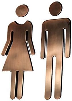 Modern Acrylic Bathroom Sign Decor Adhesive Foil Backed Men's and Women's Unisex (Bronze)