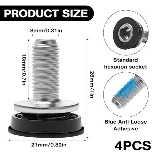 Bike Hex Crank Arm Fixing Bolts, Crank Arm Bolt 8mm, Bike Crank Bolts, Bicycle Crank Screw, Bike Crankset Bolt, Bicycle Bottom Bracket Axle Bolts for Bicycle Square Hole M8