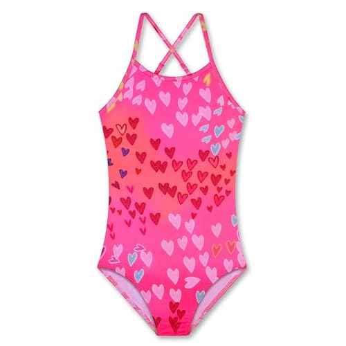 KSK KAISHEK Girls' Sparkle One-Piece Swimsuit 4-12Y Adjustable Crossback Straps Shimmer Bathing Suit for Beach Pool