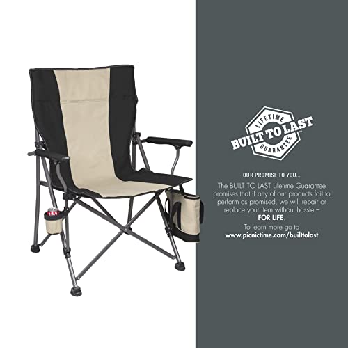 PICNIC TIME NCAA Illinois Fighting Illini Big Bear XXL Camp Chair with Cooler, Heavy Duty Beach Chair, 500 lb Capacity Camping Chair with Carry Bag, (Black)
