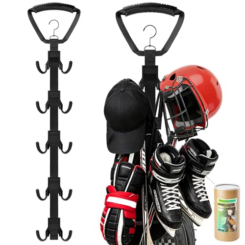 Hockey Equipment Drying Rack with Rotatable Hooks for Gear Organization
