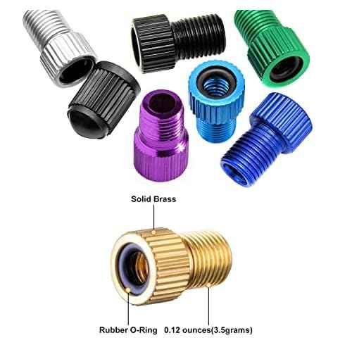 Presta Valve Adapter, 5 Pcs Presta to Schrader Adapters, French/UK to US Bike Valve Adapter with 15 pcs Valve Caps, Bicycle Pump Adapter for Mountain Bike, Road Bike and Cars (Blue)