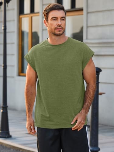 Men's Army Green XL Cap Sleeve Tank Top - Runcati Activewear