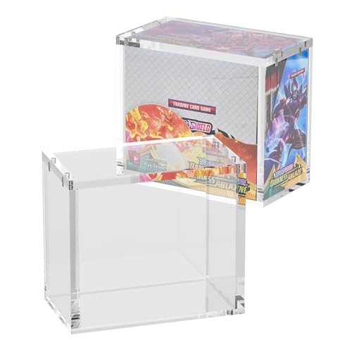 3-Pack Acrylic Booster Box Case with Magnetic Lid - UV & Dustproof, 8mm Thick
