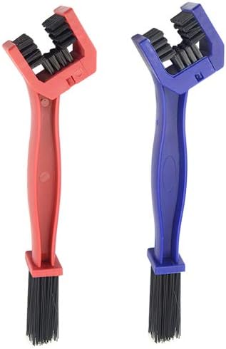 WMYCONGCONG 2 PCS Motorcycle Bicycle Bike Chain Cleaning Brush Tool Chain Washer Cleaner Crankset Brush Mountain Bike Maintain Cleaning Tool, Blue and Red