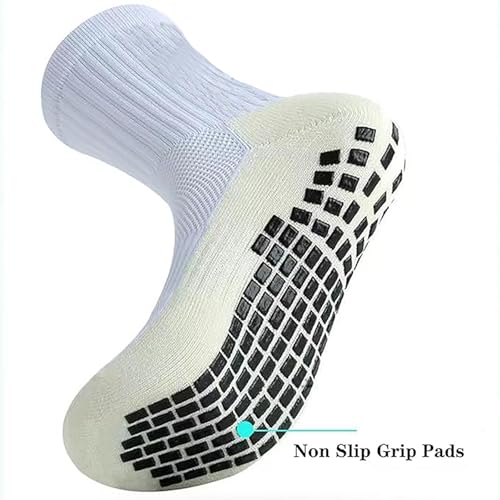 6 Pairs 4-12 Years Old Kids Soccer Grip Socks Anti Slip Athletic Socks Cushioned Football Crew Socks for Teens Boys