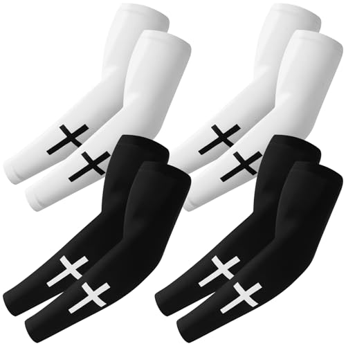 Faith Cross Arm Sleeves for Baseball and Football - White & Black - 4 Pairs