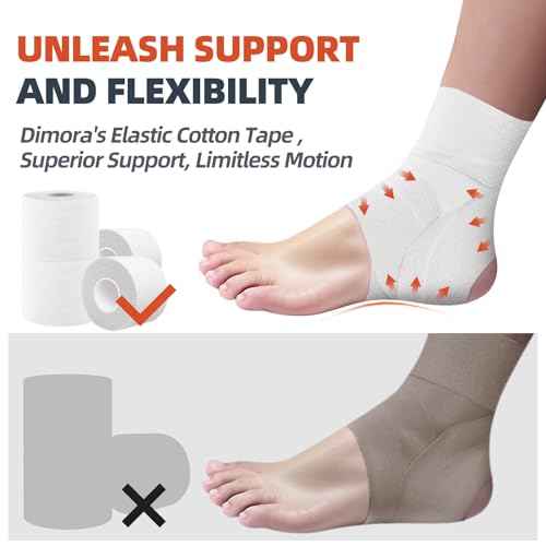 Dimora 4-Pack Elastic Adhesive Bandage Tape - Durable Elastic Tape for Joints Support and First Aid Kit, No Sticky Residue, Strong Bandage Wraps for a Pained and Tender Joint