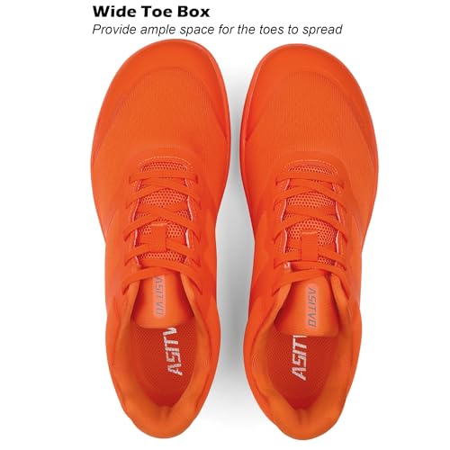 Men's Wide Zero Drop Cross Trainer Shoes - Fluorescent Orange, 11