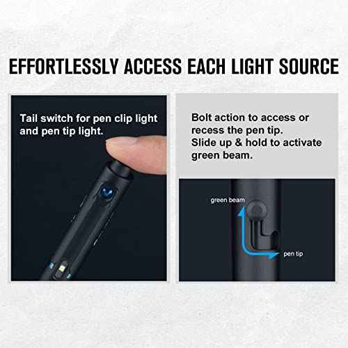 OLIGHT O'Pen Glow EDC Pen Light, 120 Lumens with Green Beam, Rechargeable LED Flashlight for Outdoor Uses, Writing, Adventure, Professional Business Gift(Black)