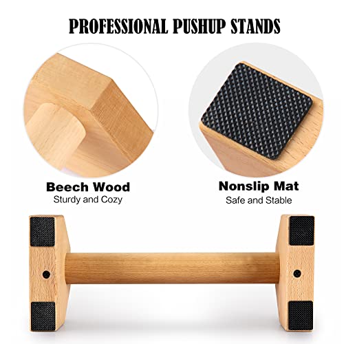 Beech Wood Parallettes Bars 30cm - Non-Slip Push Up Handles for Fitness