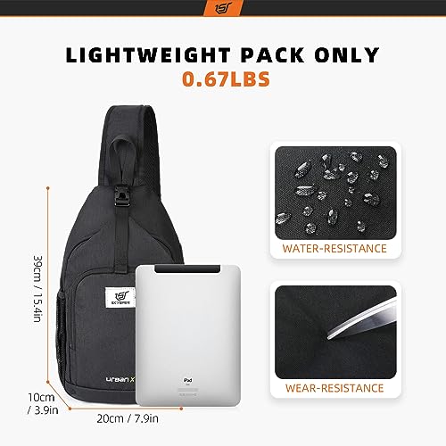 SKYSPER RFID Crossbody Sling Bag for Travel Hiking Women Men Black