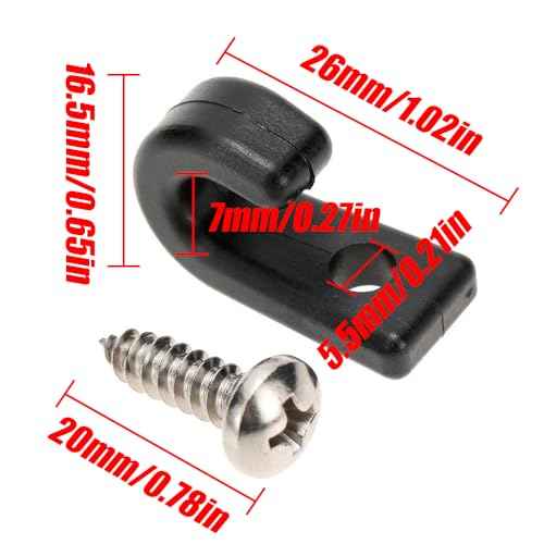 12 Pcs Kayak J-Shaped Hook, Black Nylon Kayak Lashing Hook, Kayak Canoe Paddle Board Rowing Accessories with Self Tapping Screws