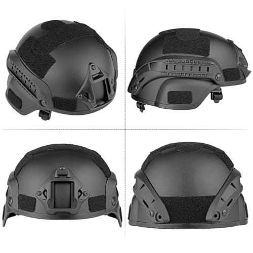 Airsoft Helmet,Black Tactical Helmet with Airsoft Accessories,Tactical Airsoft Gear