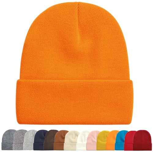 ZOORON 1&2 Packs Beanie for Men Women Men's Beanie Hat Acrylic Knit Cuff Beanie Cap Slouchy Knit Skull Cap Warm Winter hat