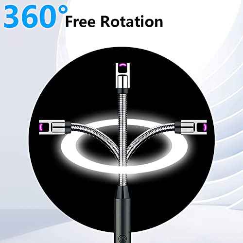 Electric Candle Lighter Plasma Flameless Arc Windproof 360¡Æ Long Neck Flexible with LED Power Display Lighters for Candle for BBQ, Grill, Camping, Fireplace, Stove