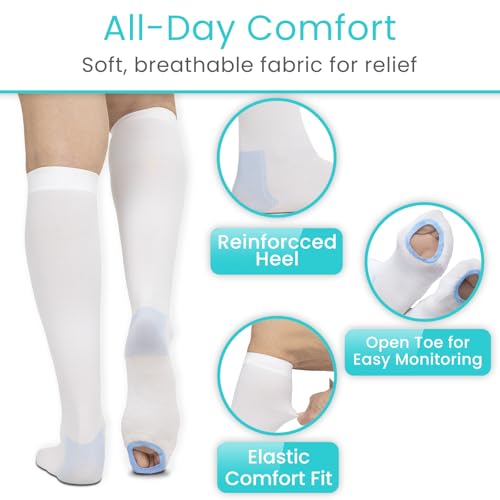 Vive Anti Embolism Compression Stockings for Women & Men - 15-20 mmHg Knee High TED Hose Socks for Post-Surgery, Pregnancy, Varicose Veins, Swelling, Soreness, Support & Travel (White)