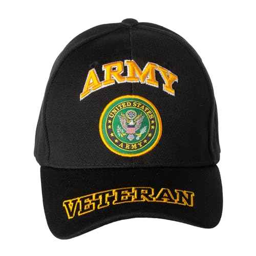 Artisan Owl Officially Licensed US Army Emblem with Veteran Shadow Embroidered Baseball Cap