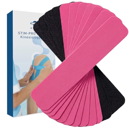 Pre-Cut Kinesiology Tapes 50 Strips Black and Pink Waterproof Skin-Friendly Elastic Sports Tape