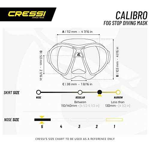 Cressi Adult Scuba Diving Mask, Fog Stop, Low Volume, Wide View - Calibro: made in Italy