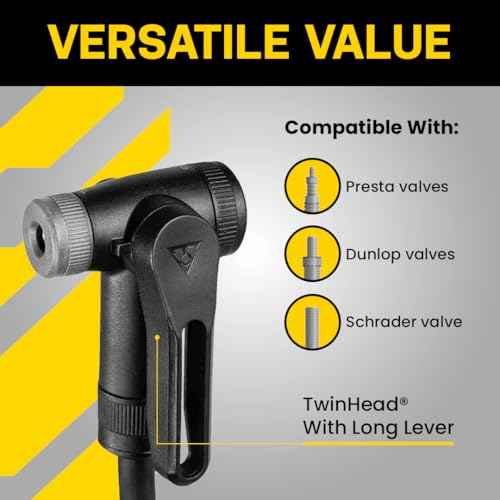 Topeak JoeBlow Sport III High-Pressure Bike Floor Pump ? 160 PSI, Durable Steel Barrel, 3¡± Analog Gauge, TwinHead DX5 Pump Head, Long Hose, Ergonomic Handle, Fits Presta, Schrader, & Dunlop Valves