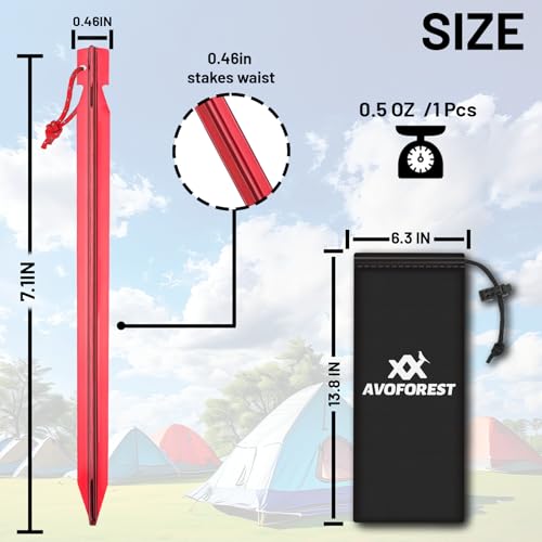 18+2 Pack Aluminum Tent Stakes - Red, Heavy Duty Y-Beam Ground Pegs for Camping